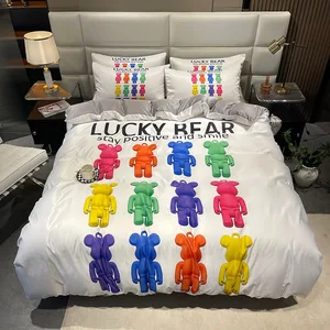 Wholesale Hotel Bedding Bedroom Quilt Silk Washed Cotton Set Printed Quilt Set