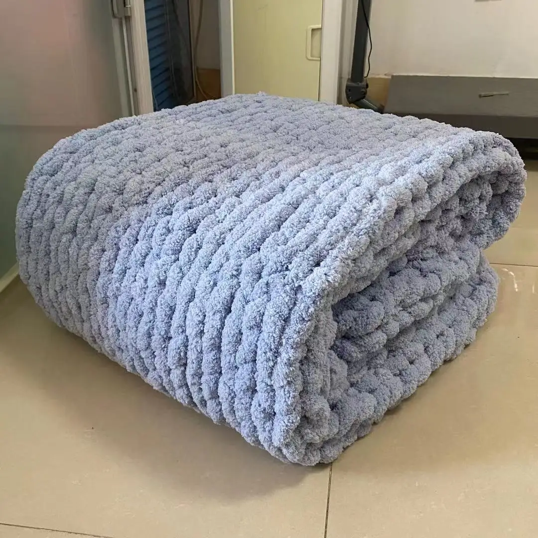 Оптовая продажа ручной вязки мягкой синели пледы Теплый мягкий Уютный Коренастый вязать одеяло для дивана-кровати Бохо домашний декор