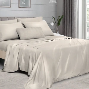 Hot Sell  100% Bamboo f Sateen 4pcs Cooling Silky Machine Washable Hotel Bedding 300T Soft Sheet Set
