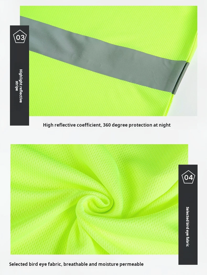 Customized Logo Construction Workwear Reflective Clothing Quickdry T-shirt Reflective Safety Clothes