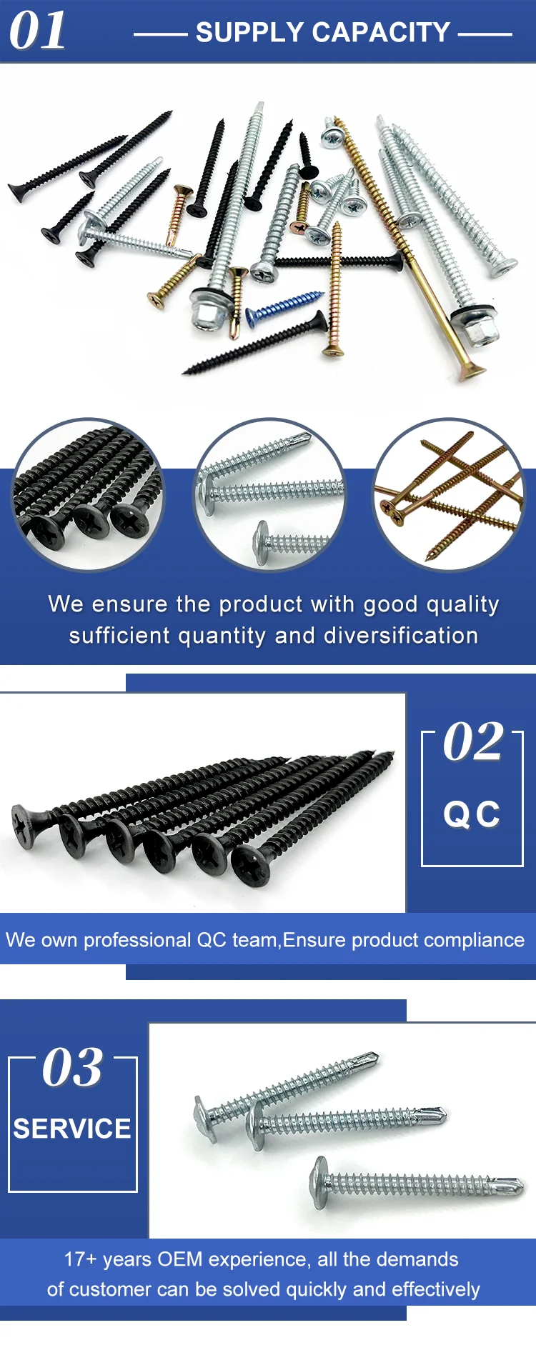 Black Collated Bugle Head Drywall Screws Coarse Thread Drywall Screw ...