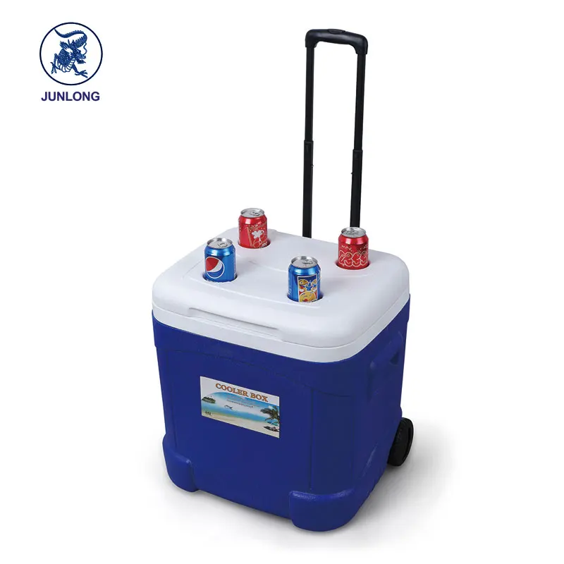 Large Plastic Standing Mobile Portable 55L Ice Coolers Box on Wheels