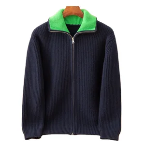 Men's Pure Cashmere Five-Needle Padded Cardigan Coat Casual Oversize XXL with 3D Christmas Print and Logo for Winter Warmth