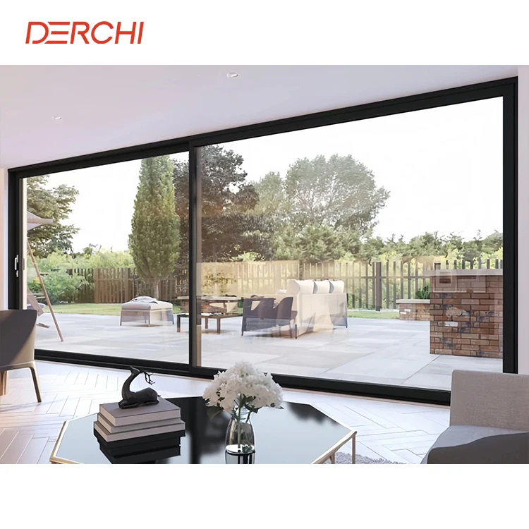 DERCHI NFRC Slim Frame Design 96x80 Patio Balcony Lift Door Exterior Aluminium Partition Door Glass Lift Aluminium Sliding Door