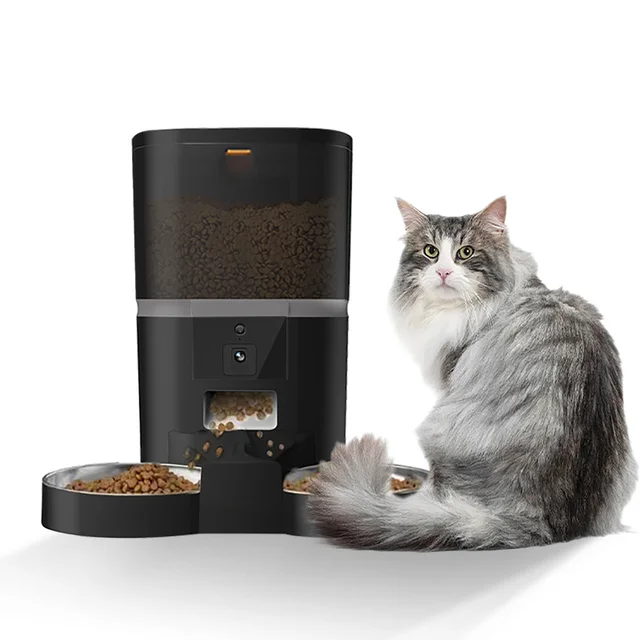 Intelligent Automatic Double Smart Pet Feeder Pet Food Bowl Wifi Smart Pet Cats Feeder with Video App Control