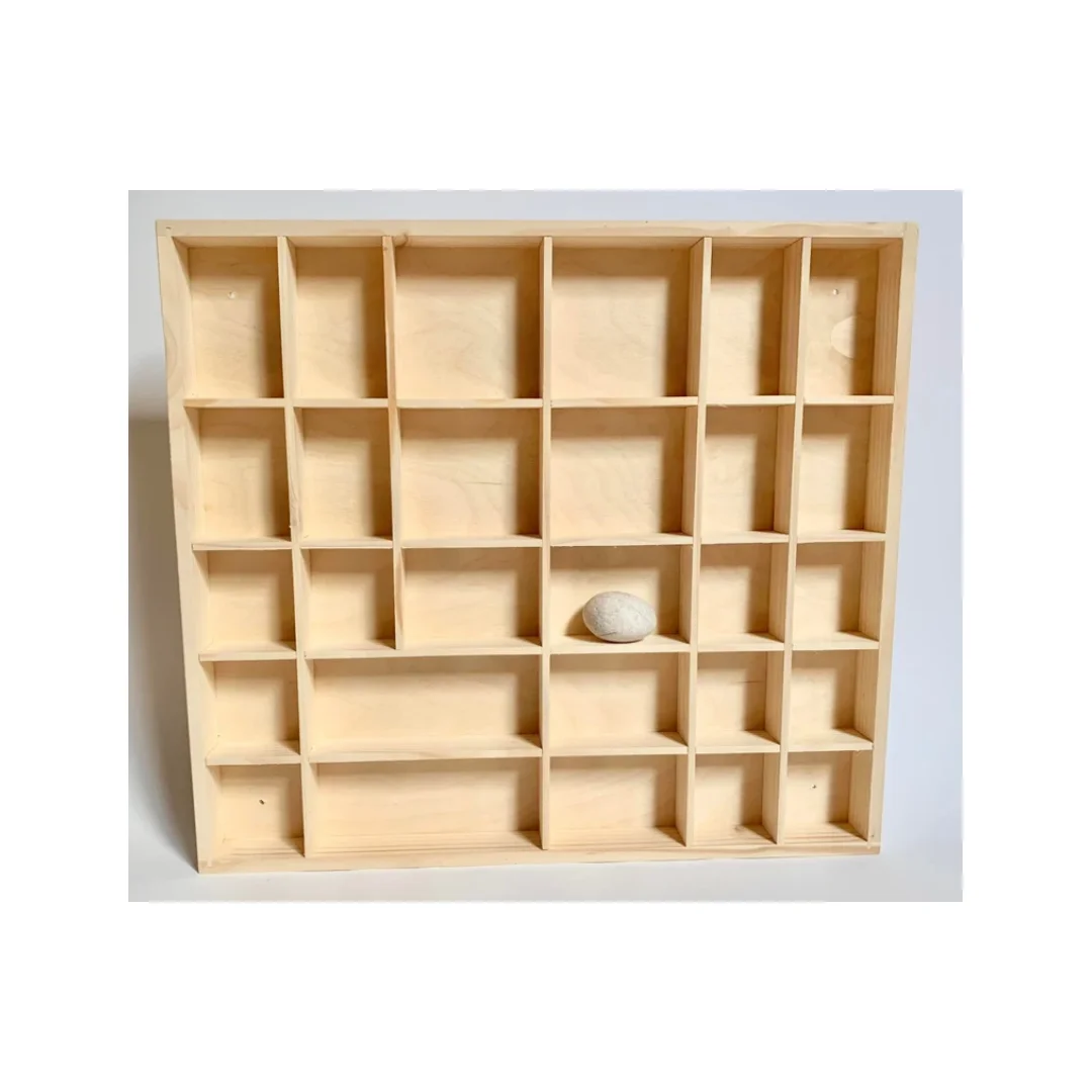 Factory Wooden Display 28 Compartments Spice Rack Knack Collection Keepsake Case Shelf Shadow Box Organizer Solid Wood