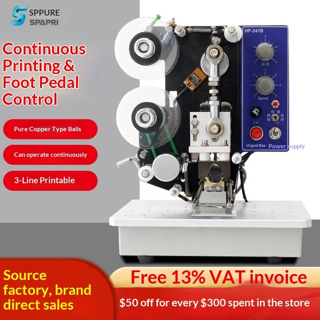 HP-241B Electric Coding Machine-Compact Fully Automatic Direct-Heat Ribbon Printer for Food Bags Marks Dates Laser-like 2