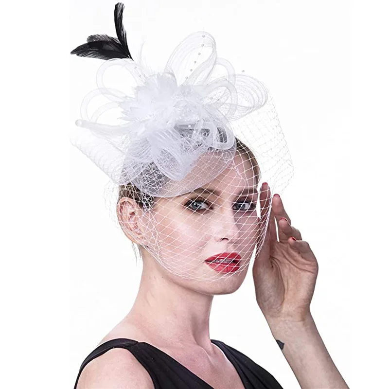Женская Элегантная черная сетчатая платье Kentucky для Дерби маленькая мини-шляпа Sinamay свадебной вечеринки