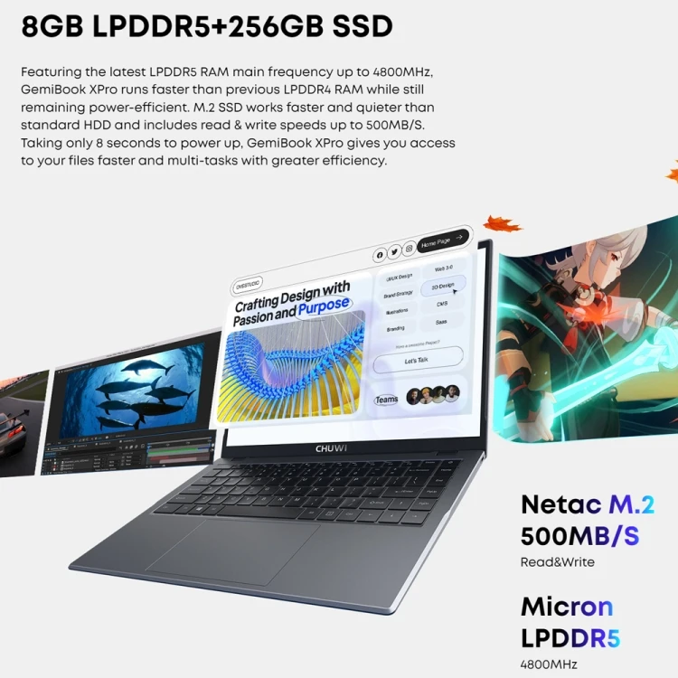 2024 CHUWI Gemibook Xpro 14.1 Inch Laptop - Win 11, Intel N100