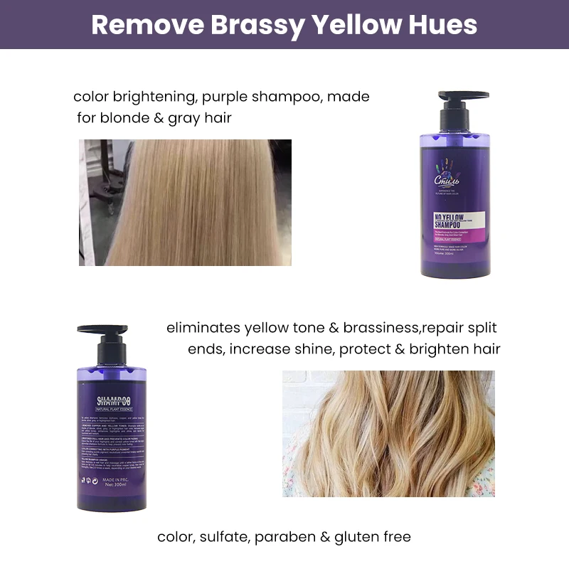 Factory Price Private Label Purple Toner Shampoo Hair Color Care Anti Brassy No Yellow Shampoo for Blonde Hair