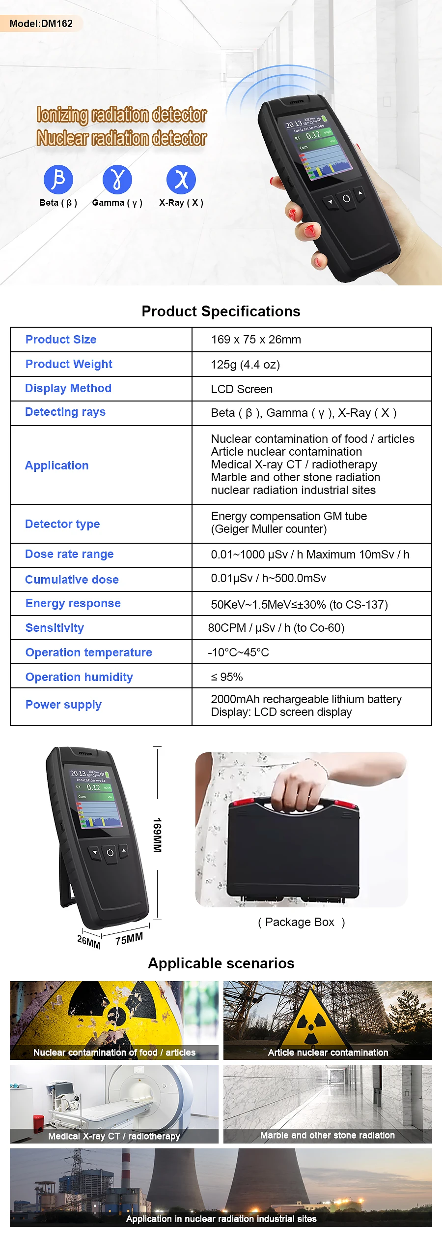 Geiger Counter Gamma X-Ray Radiation Detector LCD Screen Ionizing ...