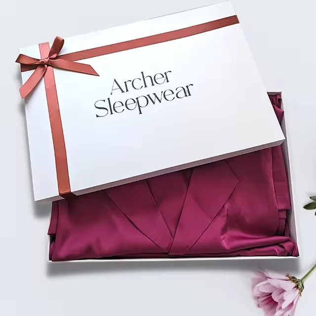 Custom Luxury White Cardboard Paper Packaging Removable Lid Rigid Pajama Clothing Gift Box With Ribbon