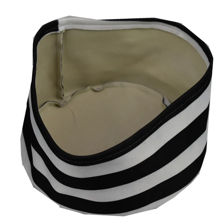 Manwu Factory's Handmade Polyester Prisoner Cap Black and White Striped Hat for Cosplay or Party Character Use