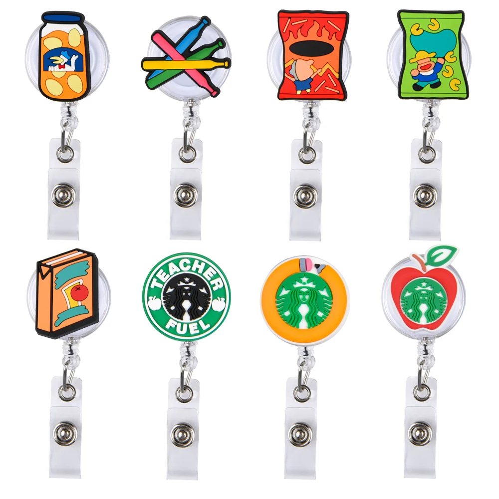 Custom Design Black Plain Sublimation Blank Medical Nurse Retractable Clip Key Holder Id Card Badge Reel Holder