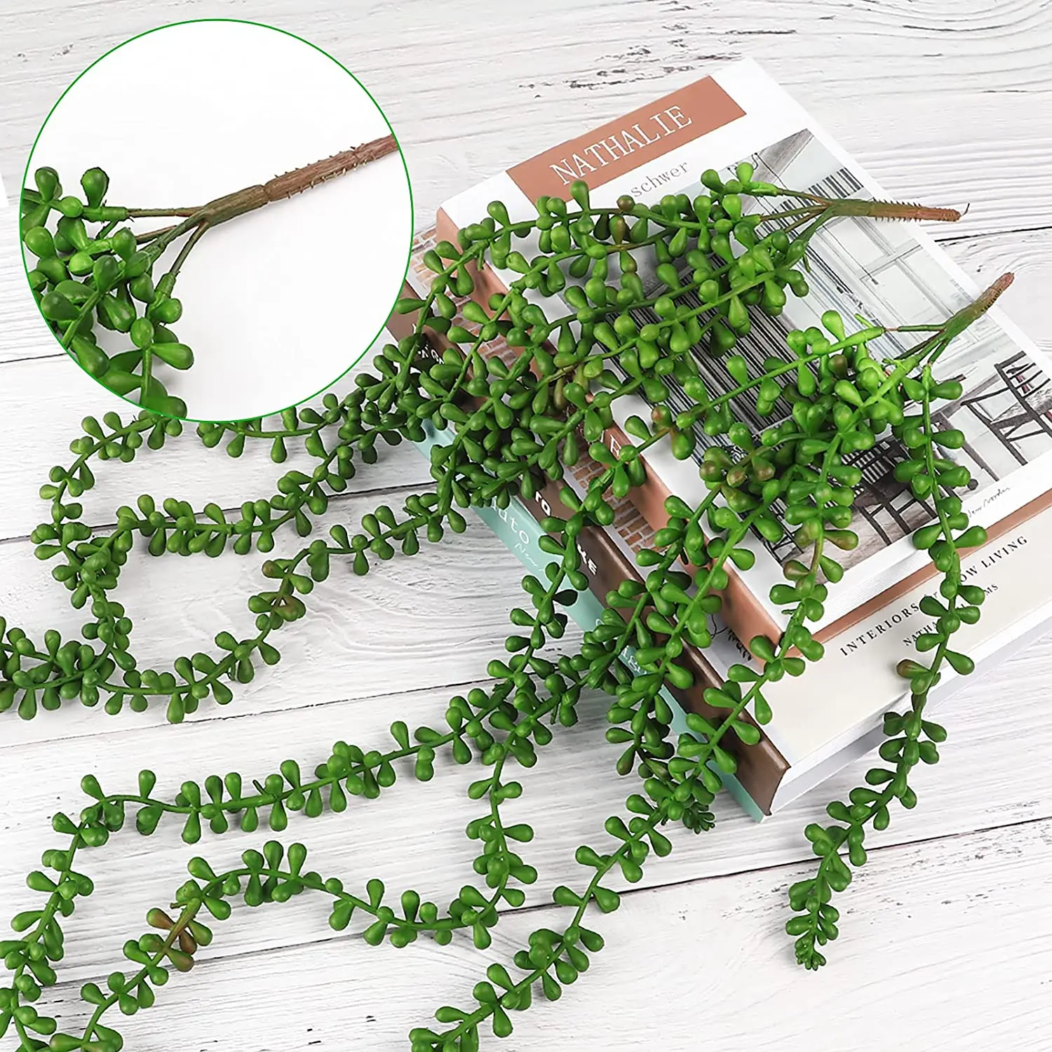 Artificial Succulents Hanging Plants, Artificial String of Pearls Greenery Plants,Decoration for Wall, Home,Garden