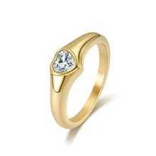 In Stock Elegant Silver Gold Titanium Steel Love-shaped Lab Grown Diamonds Stainless Steel Jewelry For Women Men