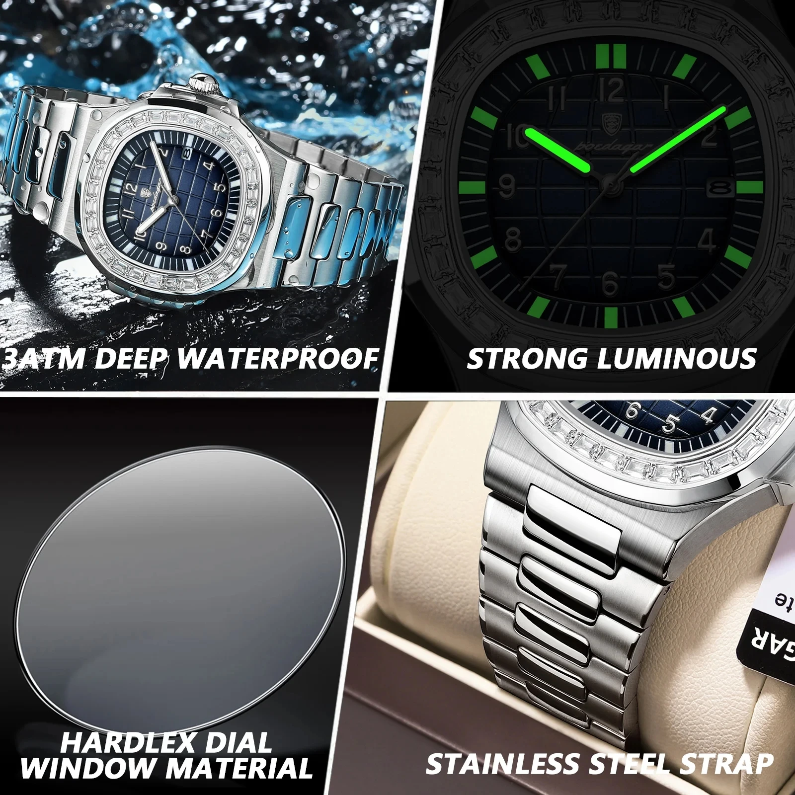 Top Poedagar Men Watch Business Waterproof Male Clock Reloj Hombre Luminous Date Stainle aperçu 6