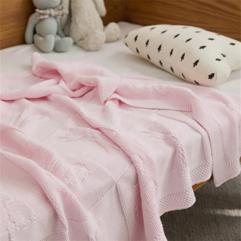 High Quality  100% Cotton Cute Rabbit  Knitted Throw Blanket  For Toddler And Children Room  Newborn Gift  SYHRMXT details