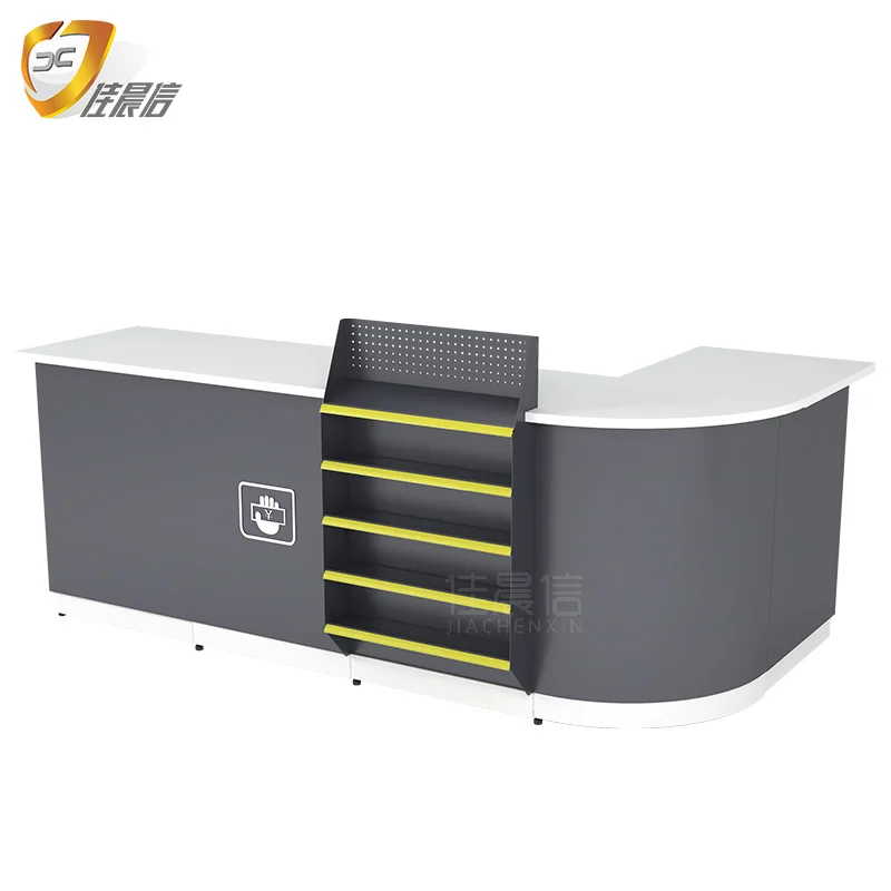 Customized Supermarket Checkout Counter Cash Counter Table Design Steel Cashier Convenient Store Check Out Counter