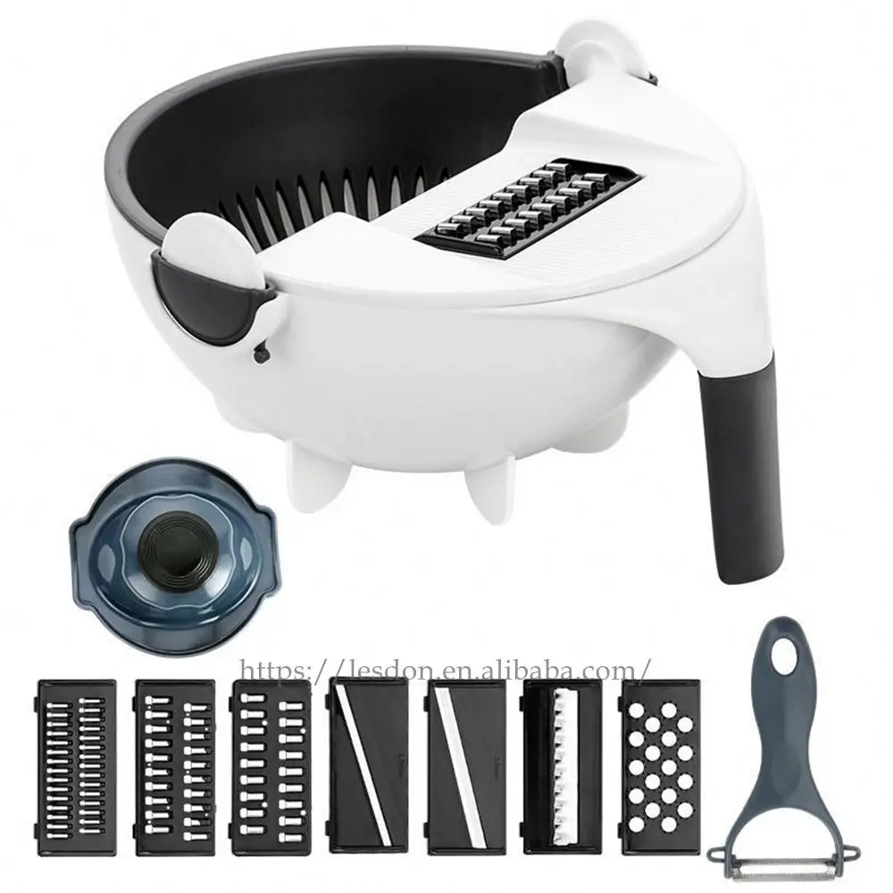 Multifunctional Rotate Vegetable Cutter With Drain Basket Kitchen Veggie  Fruit Shredder Grater Slicer Drop Shipping