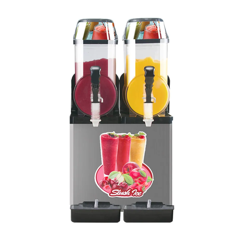 Mini Ice Cream Machine Double Tank Slush Machine Commercial Margarita