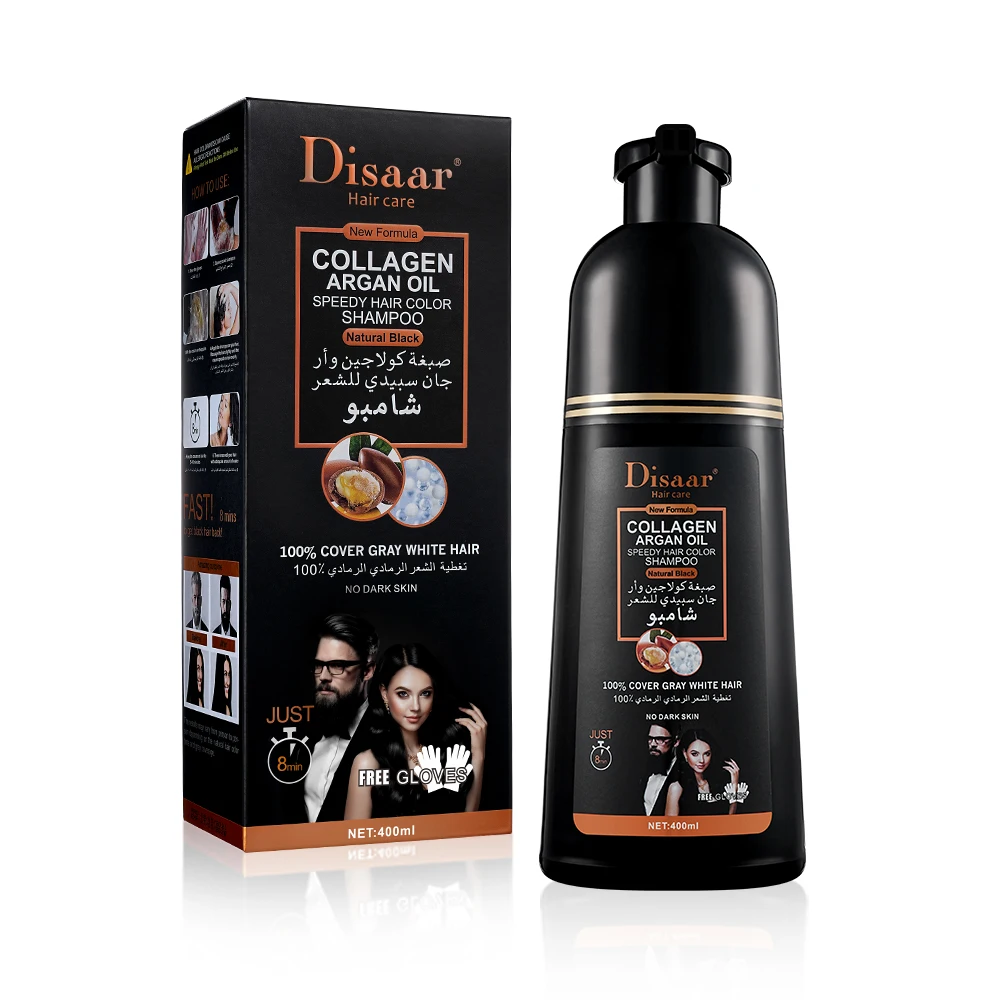 Disaar Natural Organic Argan Oil Collagen Black Hair Shampoo 100 Cover