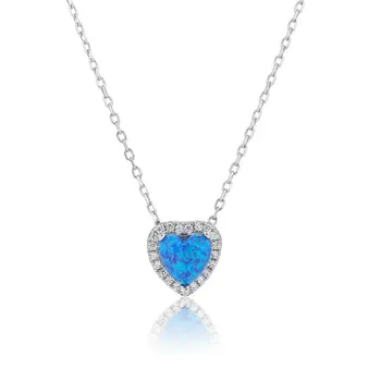 Classy Best Selling Latest Design High Fashion Chain Charm Heart Pendant opal Love Trending Necklace