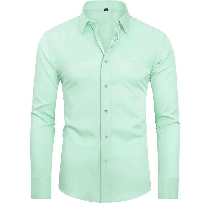 Men's Formal Long Sleeve Dress Shirt - Solid Color & Breathable, Oem