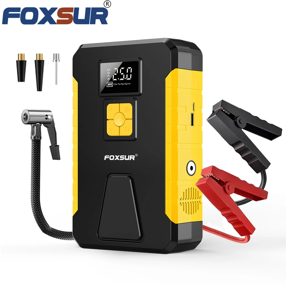 Foxsur FJS-950 26800mAh 12V/24 Car Jump Starter Air Pump Portable Air Compressor Auto Tire Inflator Emergency Power Supply