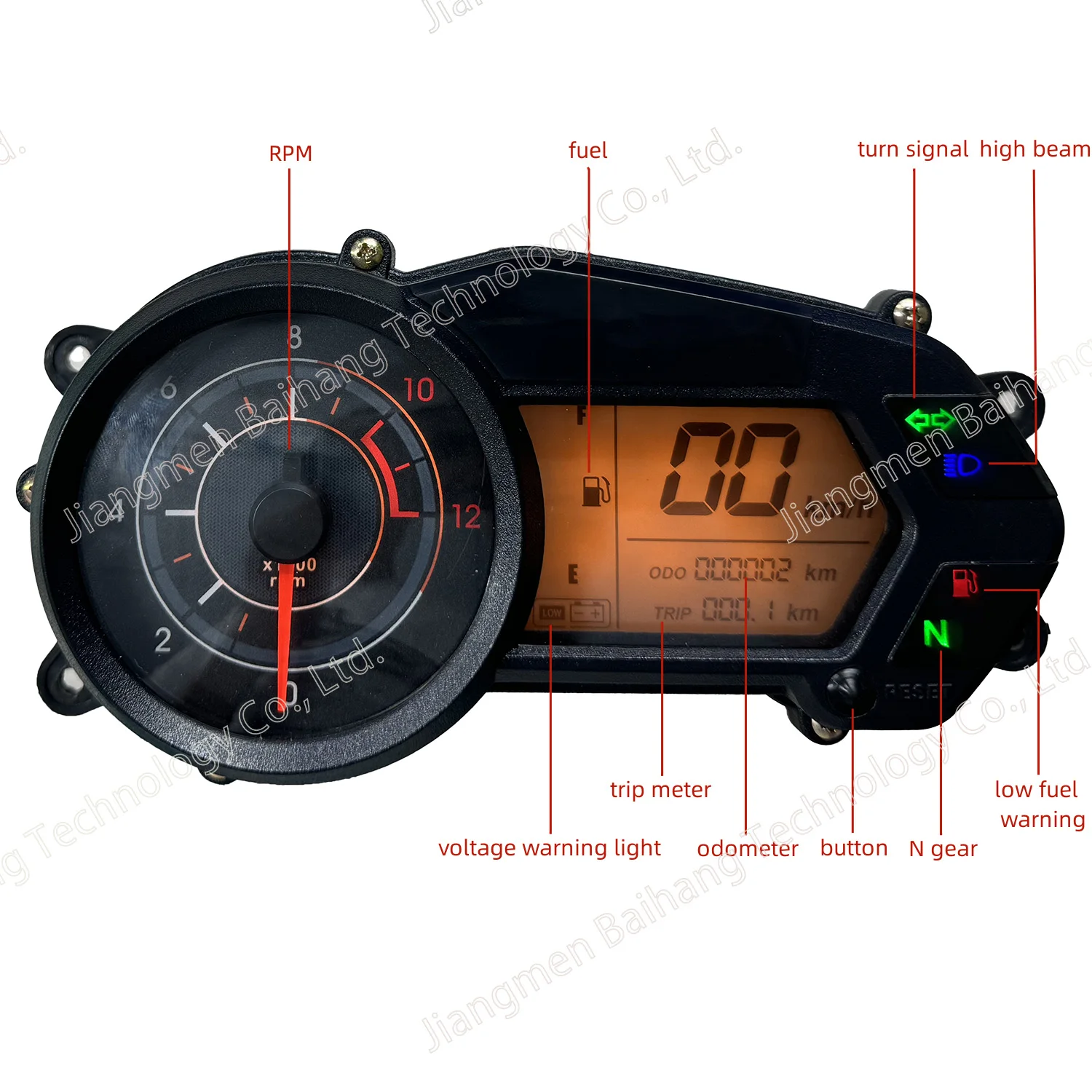 Customizable Digital Speedometer Tachometer for Bajaj Pulsar 135 LS