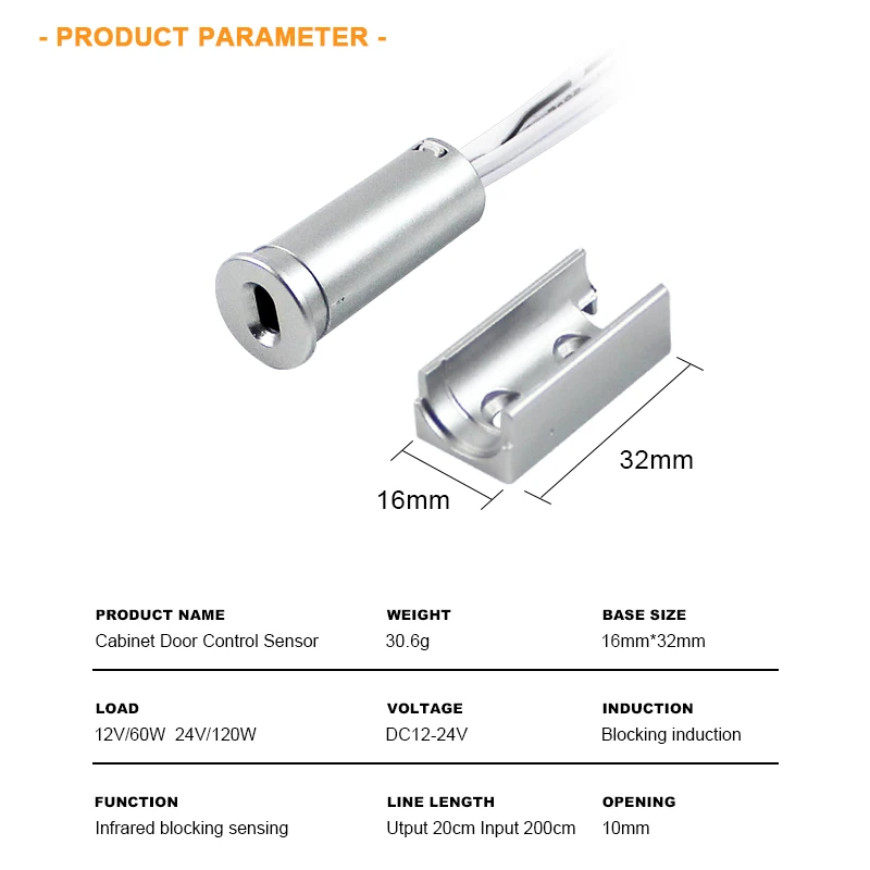 Sliver DC12V/24V Cabinet Wardrobe Led Light Sliding Door Single Door Motion Sensor Single Door Control Ir Motion Sensor Switch