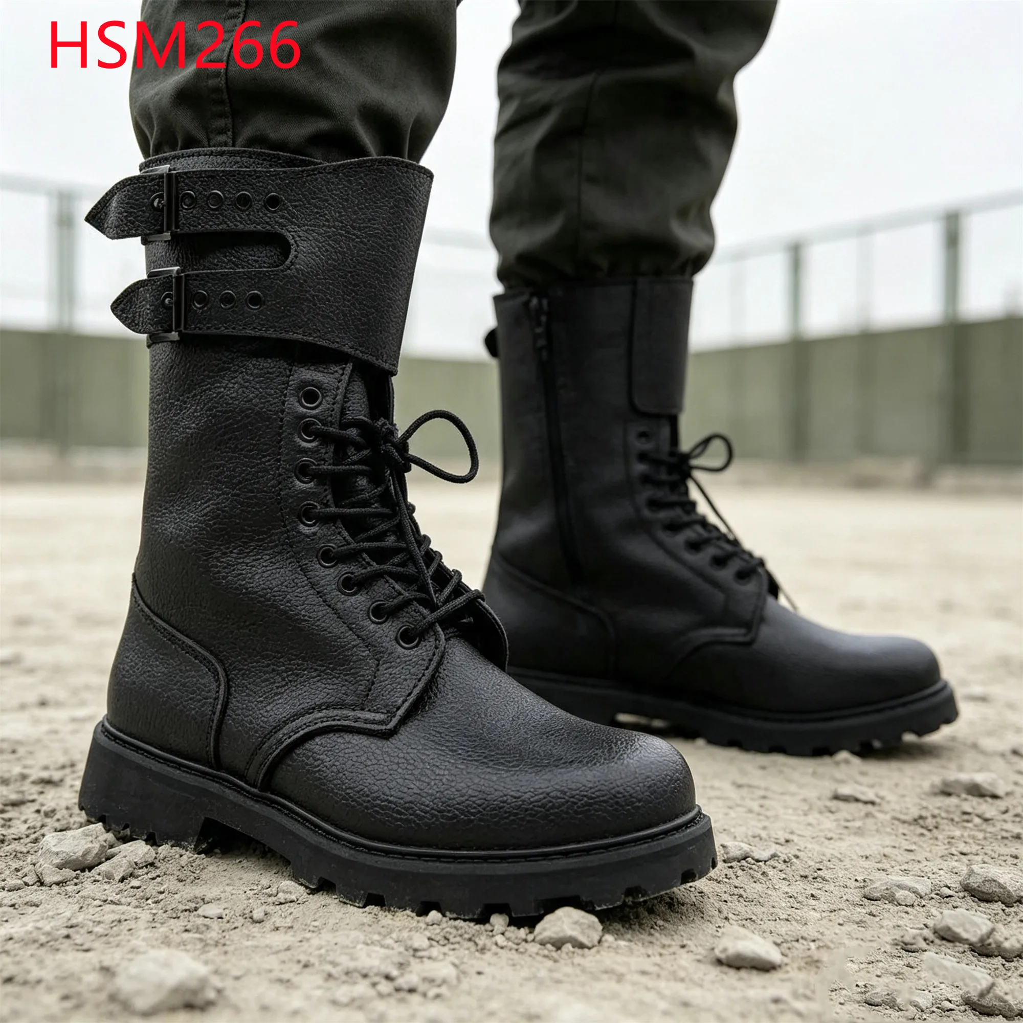 LXG,Post-disaster Rescue Goodyear Outsole Hua Singh Combat Boots 1.8-2.0mm Embossed Leather French-style Tactical Boots HSM266