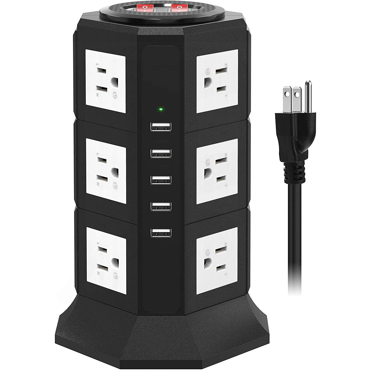 TOPEREK Multiple Power Strip 8 AC Outlets and 5 USB Port Vertical 