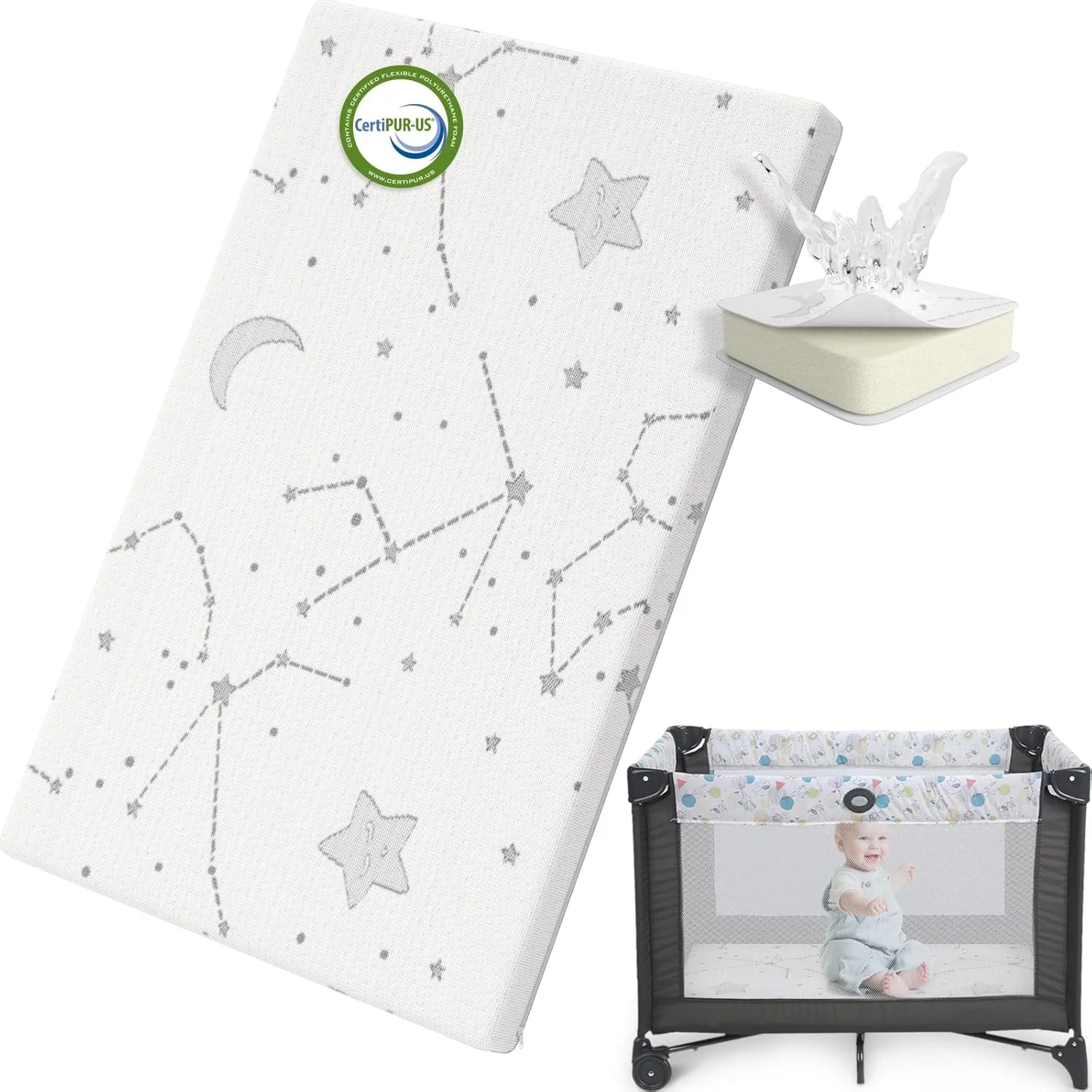 Digital Printing OEKO Durable Washable Baby Mattress Topper Cover with Zipper