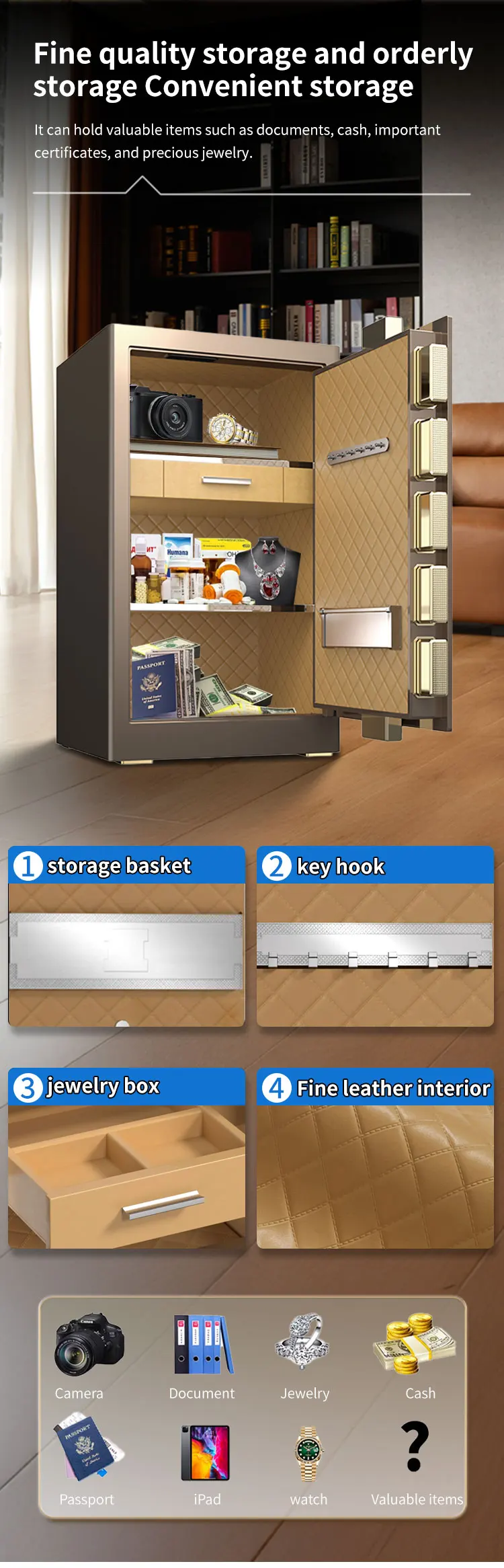 CEQSAFE High Quality Manufacturer Face Recognition TUYA APP Fingerprint Safe Box Electronic Digital Metal Safe Box factory