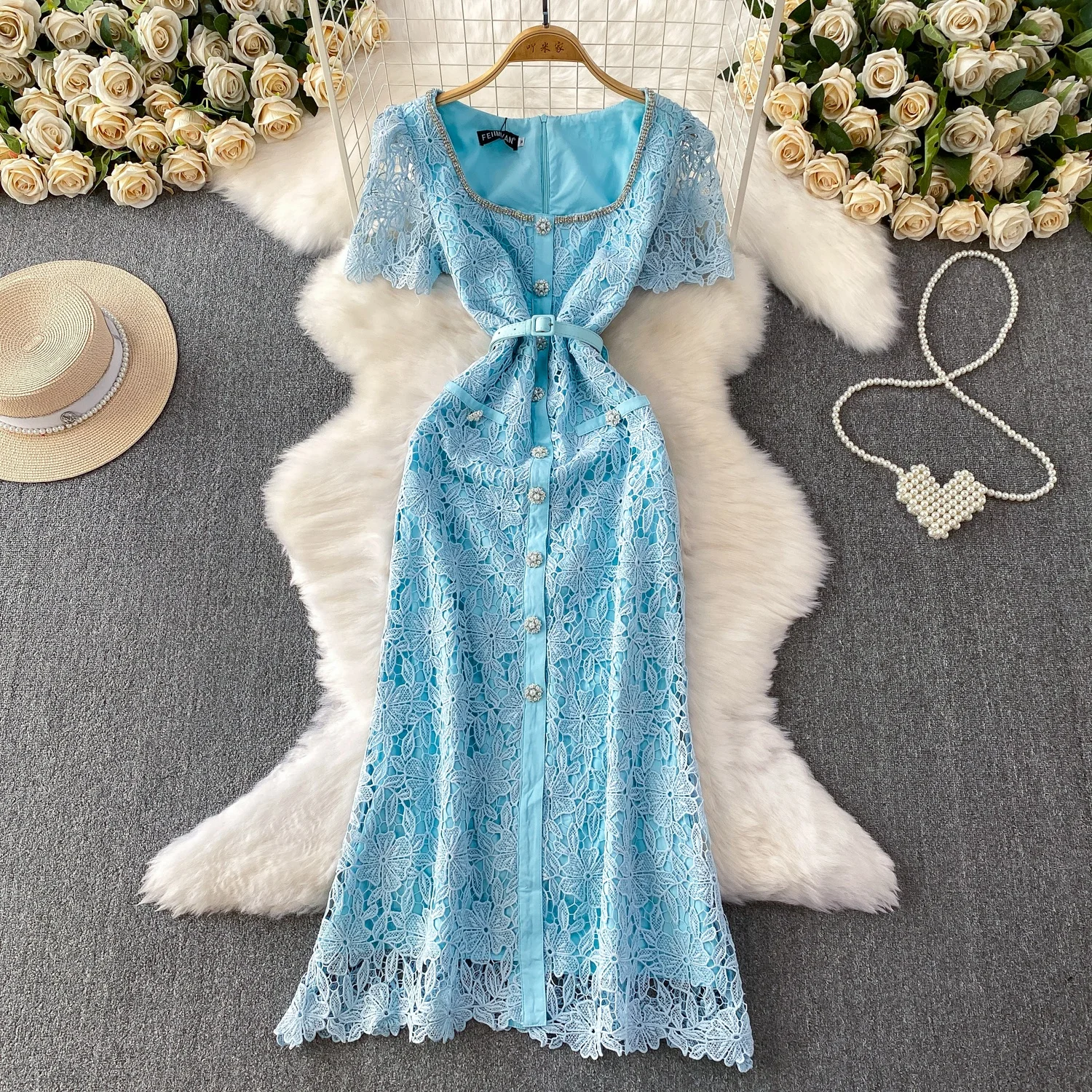 summer dress elegance diamond Shimmering Diamond Mesh Beach Dress: Elegance Meets Allure – ForVanity