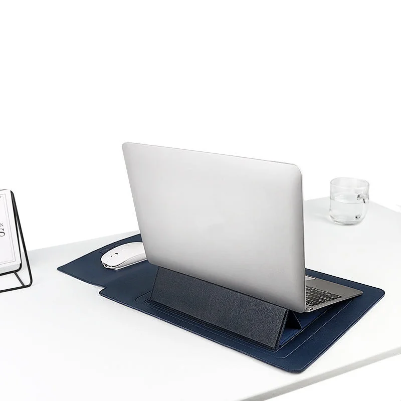 Multifunction Slim Luxury Waterproof Pu Leather Foldable Simple Shockproof Large Capacity 13-16 Inch Laptop Stand Sleeve Case