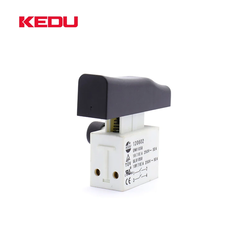 2-Pack KEDU HY37 Recessed Push Button Switch - 17A/125V AC, 12A/250V AC - No Lock - For Mowers & Garden Tools