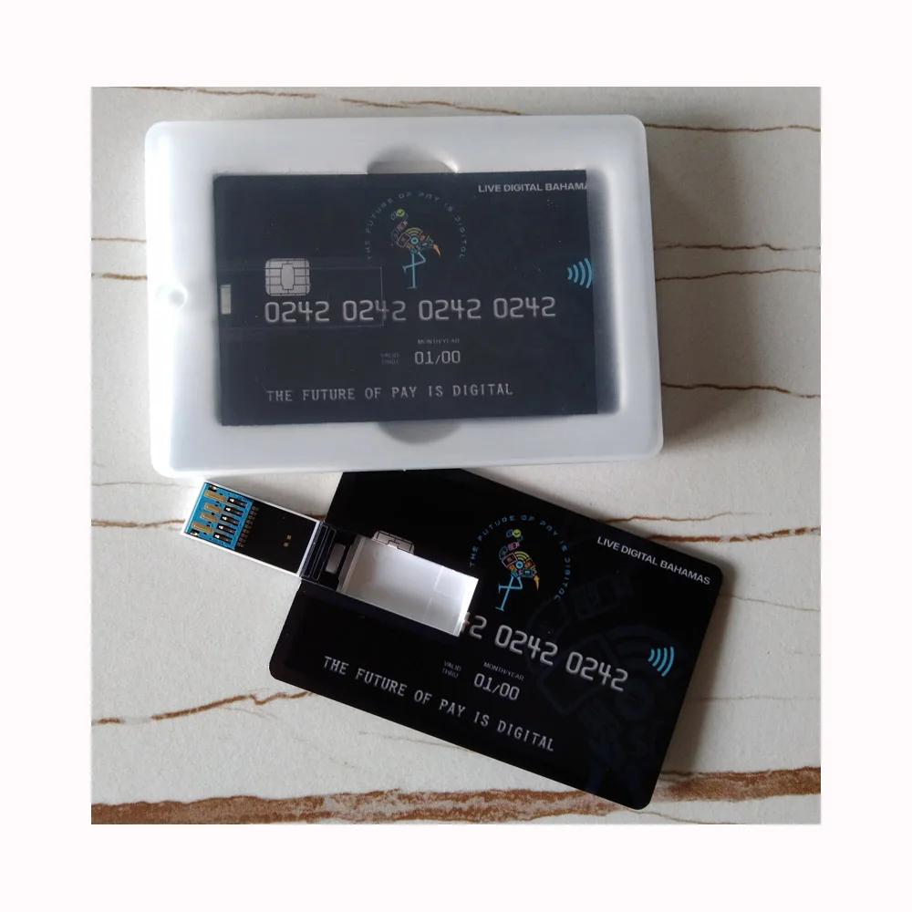 Customized Chip Bank Credit Card USB 3.0 Flash Memory Stick Pen Thumb Drive With PP Box for Promotion Gift Giveaway Advertising