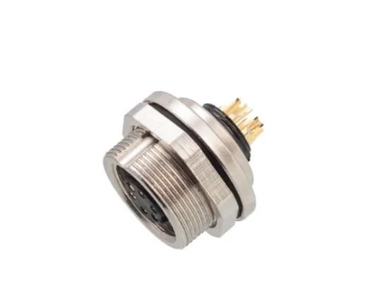 M9 Female Back Mount Socket(solder) IP67 2\3\4\5\6\7\8 Pin Industrial Connector