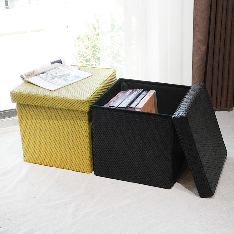 High Quality Living Room Collapsible Ottoman Cube Foldable Storage Stool Ottoman Foot Rest