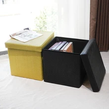 High Quality Living Room Collapsible Ottoman Cube Foldable Storage Stool Ottoman Foot Rest