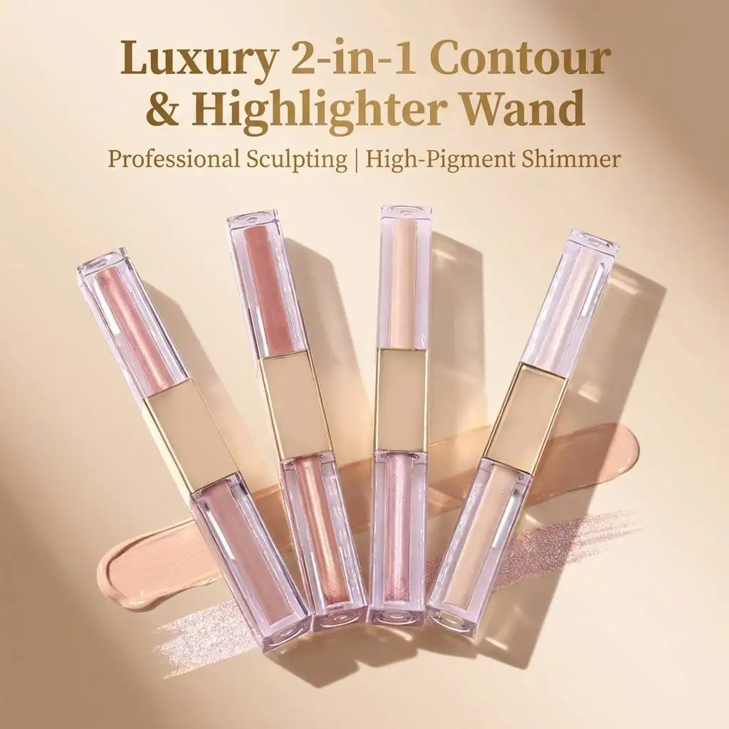 product vegan private label 2 in 1 dual ended liquid contour concealer highlighter custom logo face makeup vendor-2