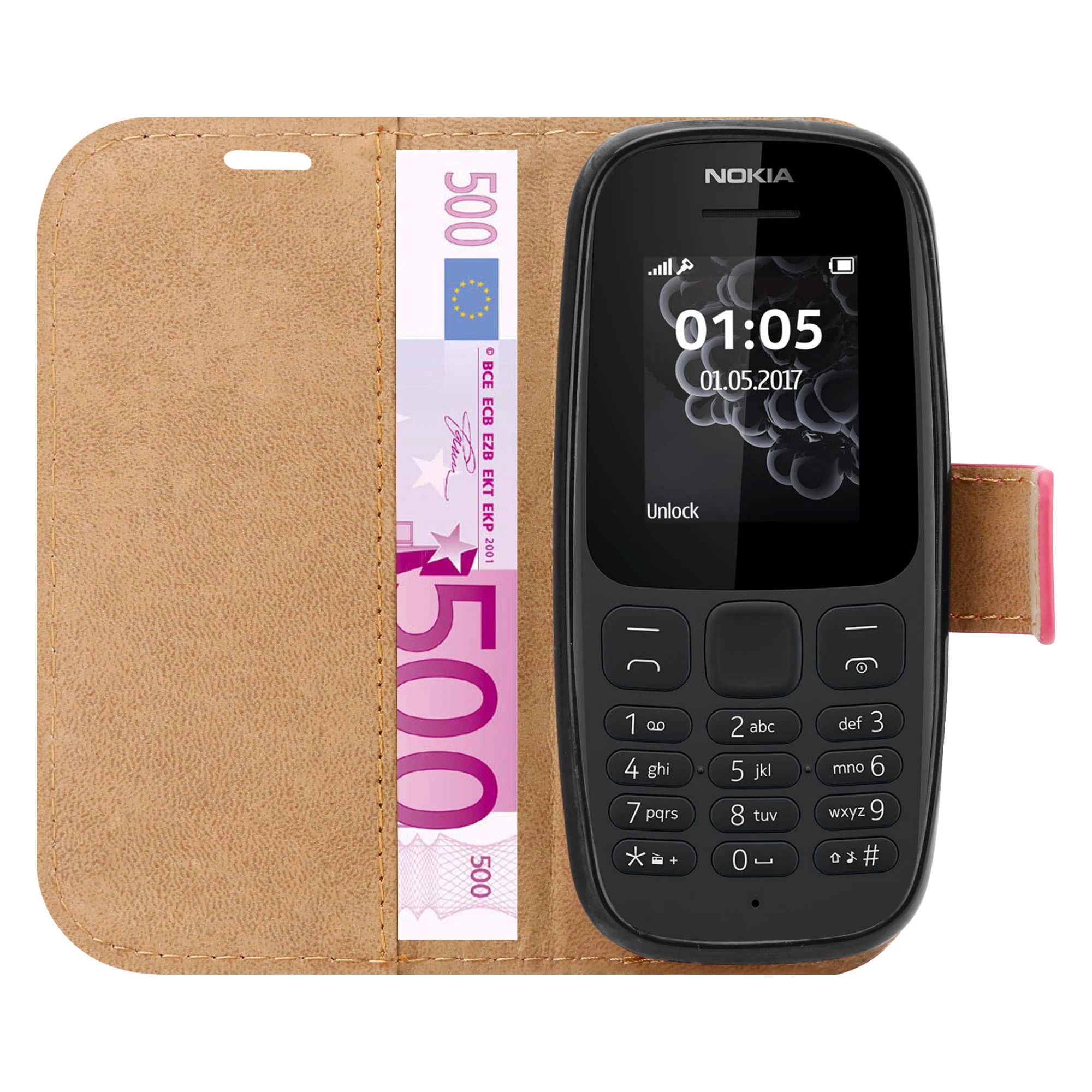 Custodia LINER In Pelle Per Nokia C10 / C20 - Portafoglio Con Slot Carte E Supporto, Antiurto, Magnetico, Rosa - 3