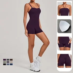 Wholesale Workout Backless Fitness One Piece Jumpsuit Outfit Clothes Yoga Jumpsuit
