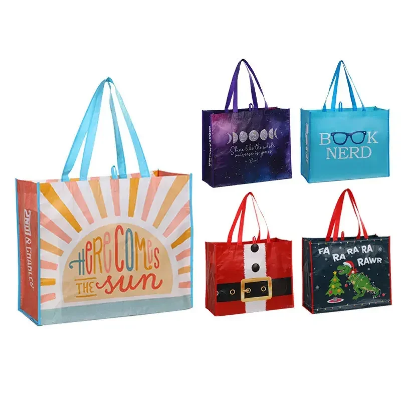 Wholesale Custom Printed Eco Friendly Reusable Grocery PP Non Woven Fabric Tote Shopping Bags