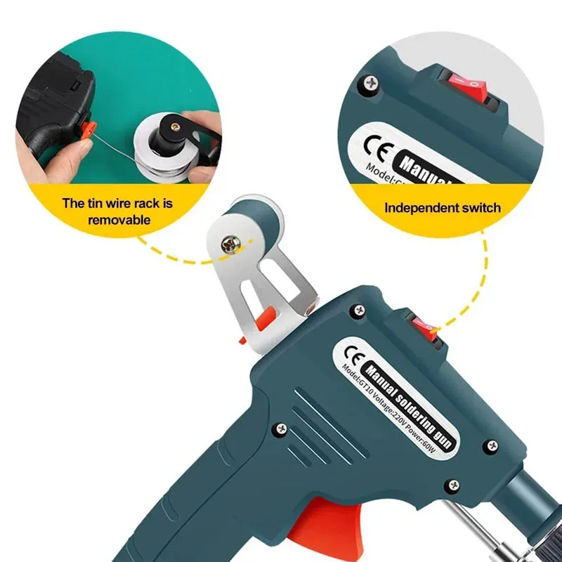 Soldering 110V/220V 60W US/EU Plug Hand-Held Internal Heating Automatically Send Tin Gun Welding Repair Tools - Image 4