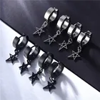 Drop Earrings Fashion Star Shape Black/silver Stainless Steel Costume Drop Earrings