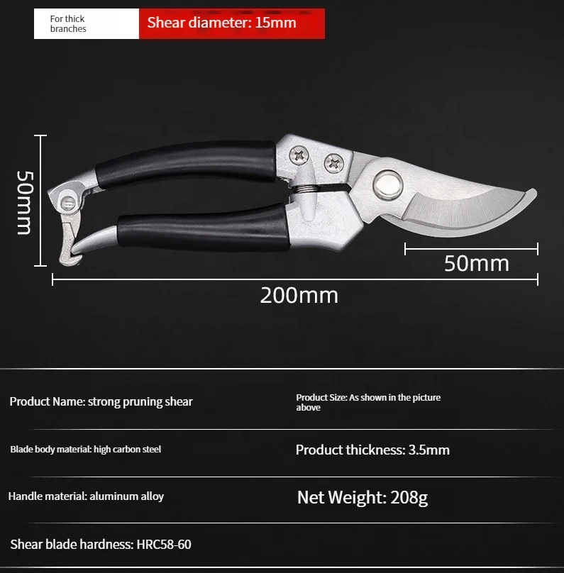 Professional Hand Garden Tools Bypass Pattern Pruning Shear Steel