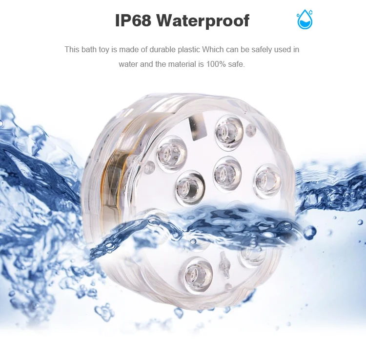 product submersible led light waterproof ip68 rgb underwater pool light with rf remote 13 bead suction cup battery operated shower light-40